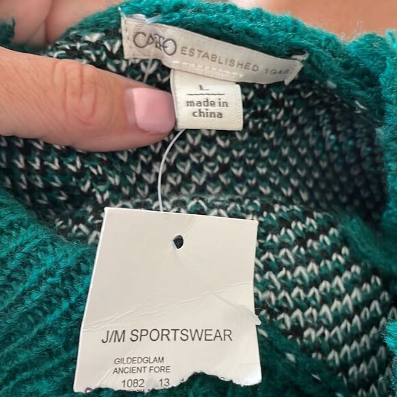 Cato Frayed Plaid Sweater Green Distressed oversized Fall - Picture 5 of 6